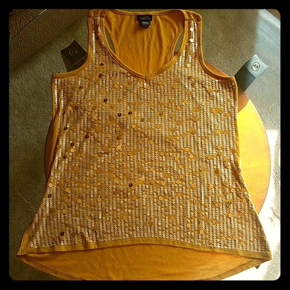 RUE 21 Golden sequined tank
